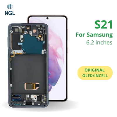LCD Screen Replacement Assembly with Frame for Samsung Galaxy S21
