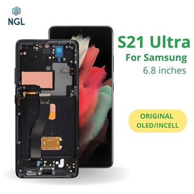 LCD Screen Replacement Assembly with Frame for Samsung Galaxy S21 Ultra