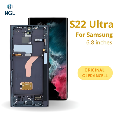 LCD Screen Replacement Assembly with Frame for Samsung Galaxy S22 Ultra