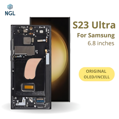 LCD Screen Replacement Assembly with Frame for Samsung Galaxy S23 Ultra