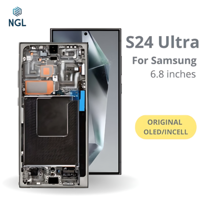 LCD Screen Replacement Assembly with Frame for Samsung Galaxy S24 Ultra