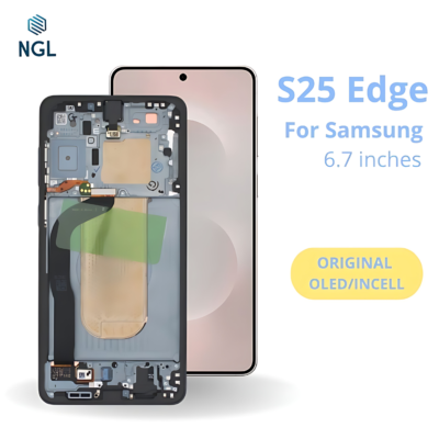 LCD Screen Replacement Assembly with Frame for Samsung Galaxy S25 Edge