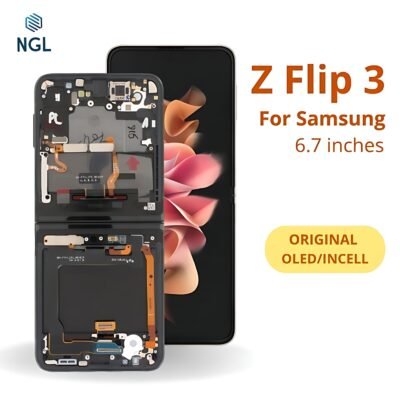 LCD Screen Replacement Assembly with Frame for Samsung Galaxy Z Flip 3