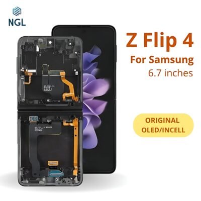 LCD Screen Replacement Assembly with Frame for Samsung Galaxy Z Flip 4
