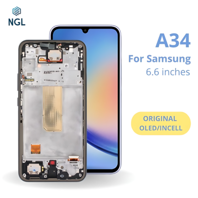 LCD Screen Replacement Assembly with Frame for Samsung Galaxy A34